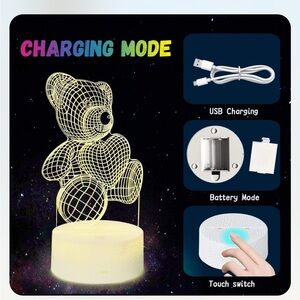 3d illusion night light teddy bear child kid toddler gift